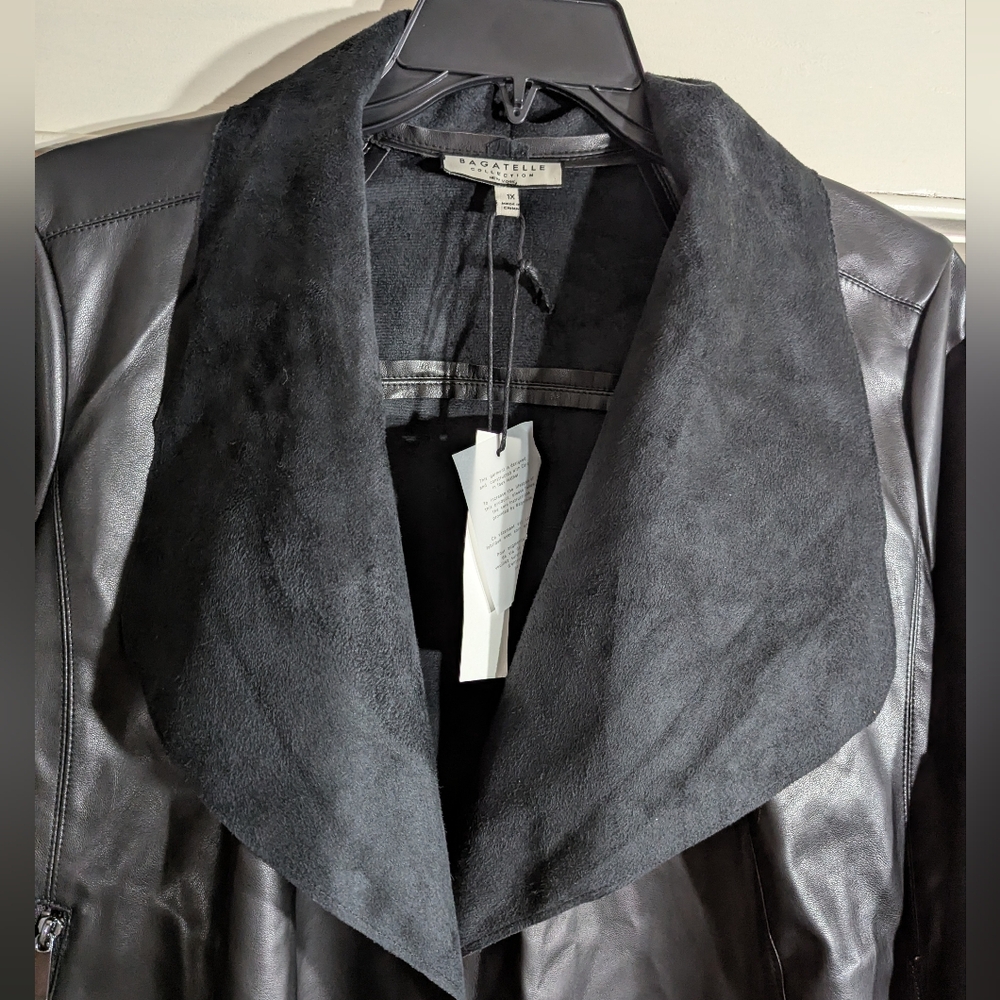 NWT Bagatelle Collection Black Faux Leather Waterfall Jacket (Size 1X) - Picture 5 of 10